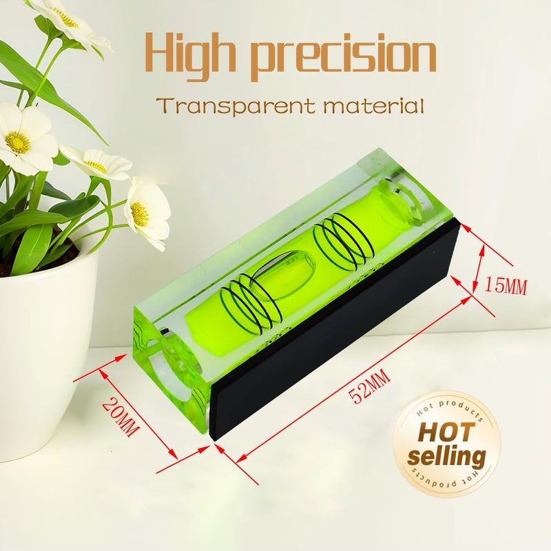 The Yan He Mini Level Bubble Small Horizontal Bubble Three Line Horizontal Pearl Level Magnetometer (52 * 20 * 15mm Green magnetism 2PCS) - Image 4